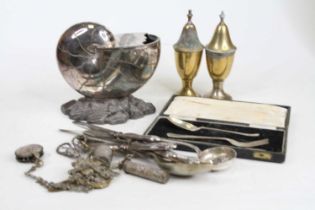 Mixed lot to include a Victorian silver plated spoon warmer, sundry flatware, sugar casters, cased