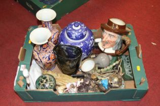 Miscellaneous items to include a Chinese blue & white ginger jar, a Royal Doulton character jug '