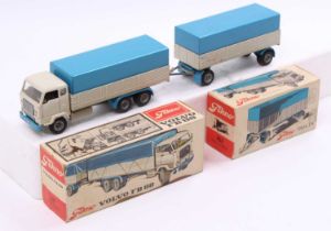 A Tekno No. 425 Volvo FB88 6-wheel truck comprising of grey and light blue body complete with