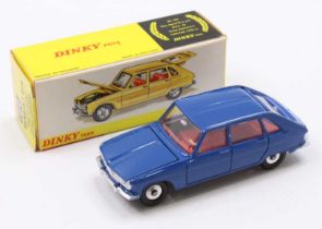 A Dinky Toys No. 166 Renault R16 comprising blue body with red interior and spun hubs housed in