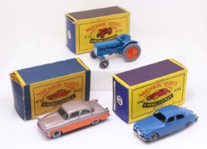 Matchbox Lesney boxed model group of 3 comprising No. 33 Ford Zodiac, two-tone metallic mauve &