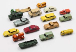 One tray containing 16 various unboxed early series Matchbox diecasts vehicles including an ERF