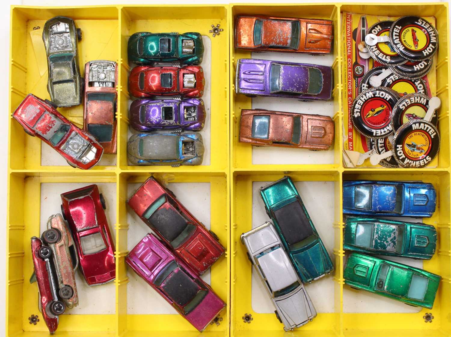 A Hot Wheels Redlines Collectors Carry Case together with a selection of vehicles and original