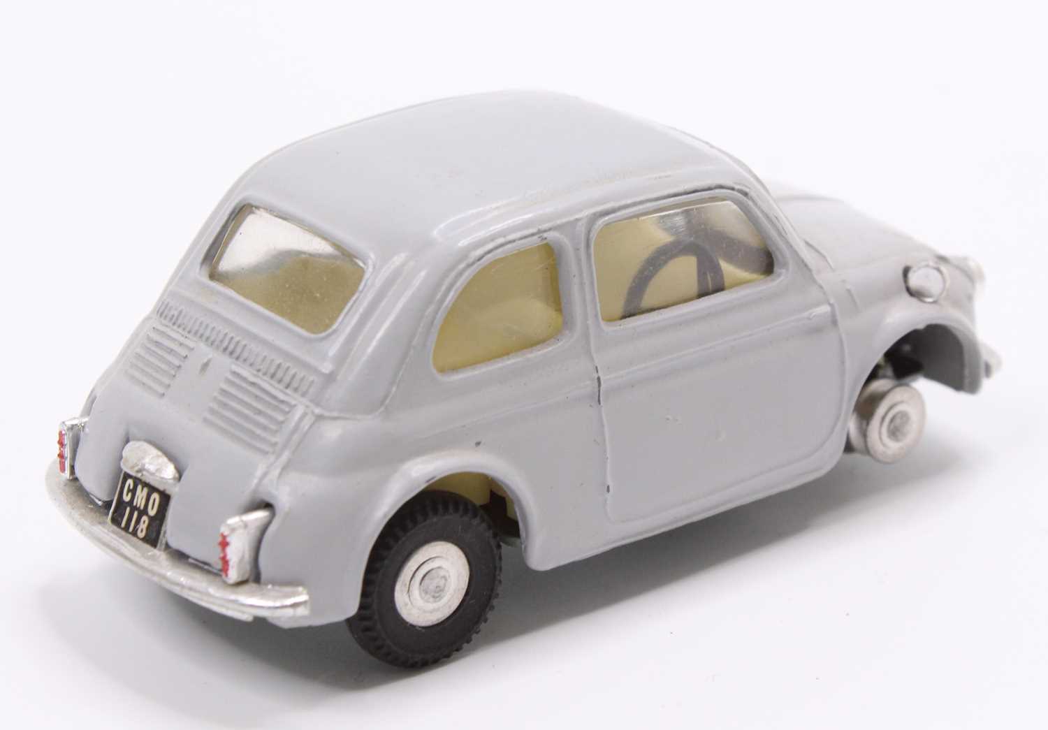 A Spot-On Models No. 185 Fiat 500 comprising grey body with yellow interior and spun hubs, missing - Image 4 of 5