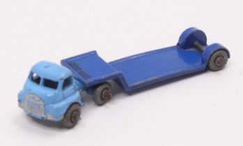 Matchbox Lesney No. 27a Bedford Low Loader, two tone light and dark blue, with metal wheels, some