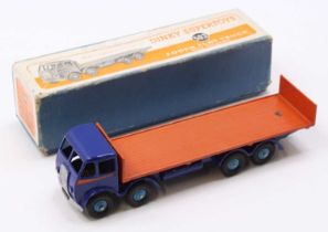 Dinky Toys No. 503 Foden (1st Type) Flat Truck with Tailboard, blue cab and chassis, orange back and