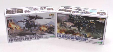 Two Kotobukiya Zoids Model kits to include EZ-027 Raven Raptor and RZ-030 Gun Sniper W2 both in