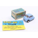 Spot On models by Triang No. 118 BMW Isetta Bubble Car, light blue body with red interior and spun