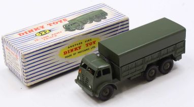 Dinky Toys No. 622 10-ton army truck comprising military green body with tin back, housed in the