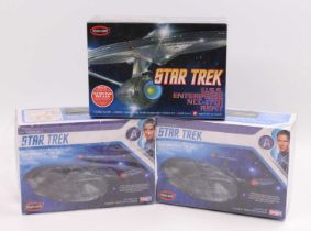 Polar Lights 1/1000th scale Star Trek model kit group of 3 comprising No. POL820 U.S.S. Enterprise