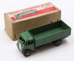 Dinky Toys No. 511 Guy 4 ton lorry with first type cab comprising green cab and back with black