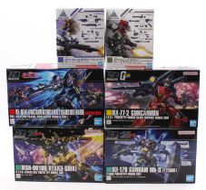 6 Bandai Gundam HG and 30 Minutes Missions plastic kits to include HG Unicorn Gundam 02 Banshee Norn