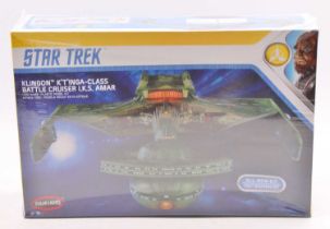 Polar Lights 1/350th scale plastic model kit of a Star Trek Klingon Battle Cruiser, factory shrink