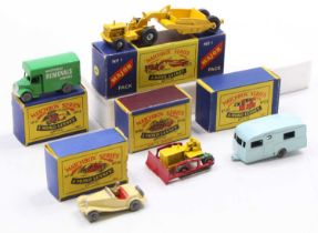 Matchbox Lesney boxed model group of 5 comprising No. 17 Bedford Removals Van, No. 18 Caterpillar