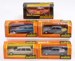 A collection of five various boxed Solido 1/43 scale diecast vehicles to include No. 47 Mercedes