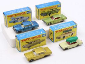 A collection of four boxed Matchbox type E diecast vehicles to include a No. 46 Mercedes 300 SE