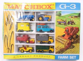 A Matchbox gift set 3 Farm Set, comprising of eight various agricultural diecast vehicles to include