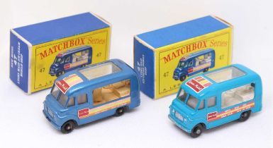 Matchbox Lesney boxed model group, 2 examples of No. 47 Commer Ice Cream Van, with the first in