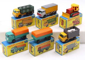 A collection of six boxed Matchbox F type boxed commercial diecast vehicles to include a No. 4 Stake