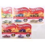One tray containing five various modern release circa 2017 Hot Wheels Red Lines, to include a 1967