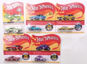 One tray containing five various modern release circa 2017 Hot Wheels Red Lines, to include a 1967