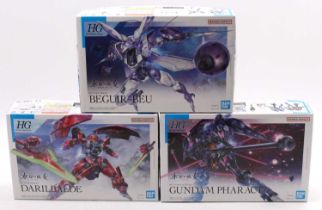 Ban Dai High Grade Gundam 1/144th scale group of 3 comprising Gundam Pharact, Darilbalde, and