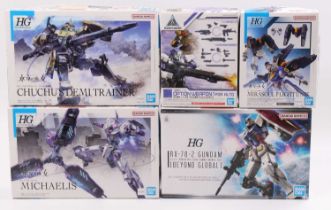 Ban Dai High Grade Gundam 1/144th scale group of 5, with examples including Churchu's Demi