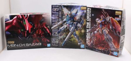 Bandai Master Grade Gundam Plastic Kit Group, 3 examples to include RX-78-02 Prototype Mobile