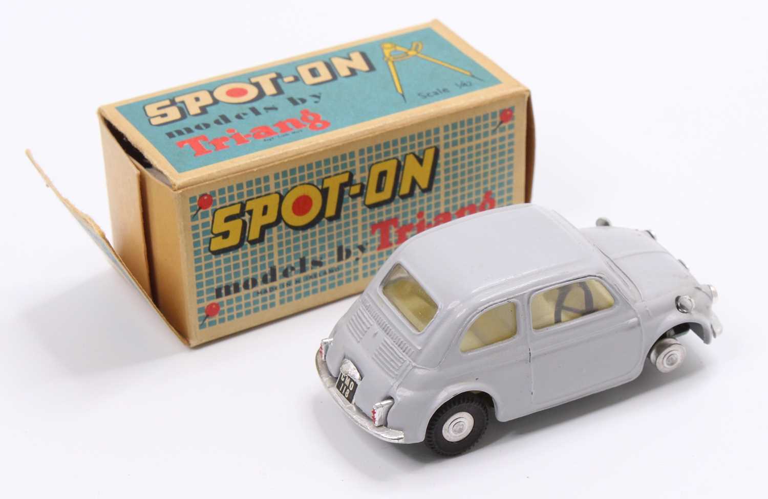 A Spot-On Models No. 185 Fiat 500 comprising grey body with yellow interior and spun hubs, missing - Image 2 of 5
