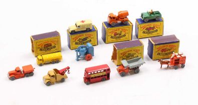 Matchbox Lesney boxed and loose model group, with examples including No. 11 ERF Petrol Tanker, No.