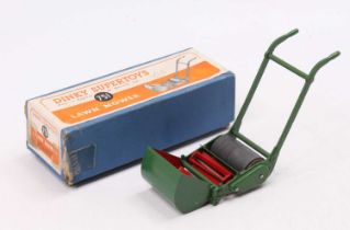 Dinky Toys No. 751 Lawnmower comprising of green and red body, housed in the original orange and