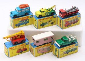 A collection of six various boxed Matchbox E type boxed diecast vehicles to include No. 42 Iron
