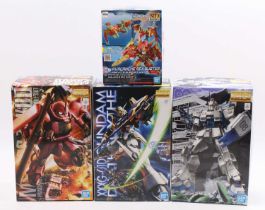 4 Bandai Gundam plastic model kits to include MG MS-06S Char's Zaku II Ver. 2.0 (Gundam 0079), MG