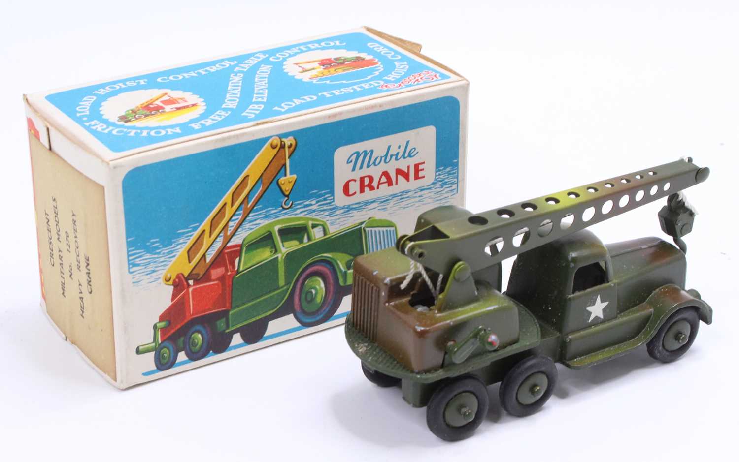 Crescent Military Models No. 1270 Heavy Recovery Crane, military green body, with tinplate jib - Image 2 of 2