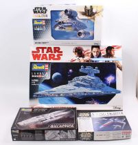 Star Wars and Battlestar Galactica boxed kit group of 4 comprising a Revell 1/27th scale Imperial