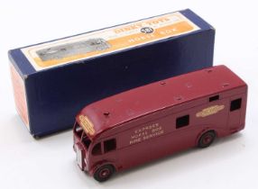 Dinky Toys, 581, 'British Railways' horsebox, maroon body with maroon hubs with British Railways