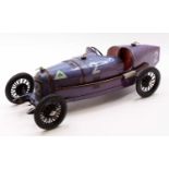 A CIJ of France Alfa Romeo P2 racing car, large scale tinplate body finished in purple (some sun