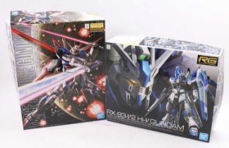 Bandai Master Grade Models, two examples to include RG Hi-Nu Gundam 1/144 Model Kit and MG 1/100