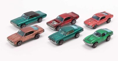 Hot Wheels Redlines group of 6 with examples including a Maserati Mistral in emerald, a Custom T