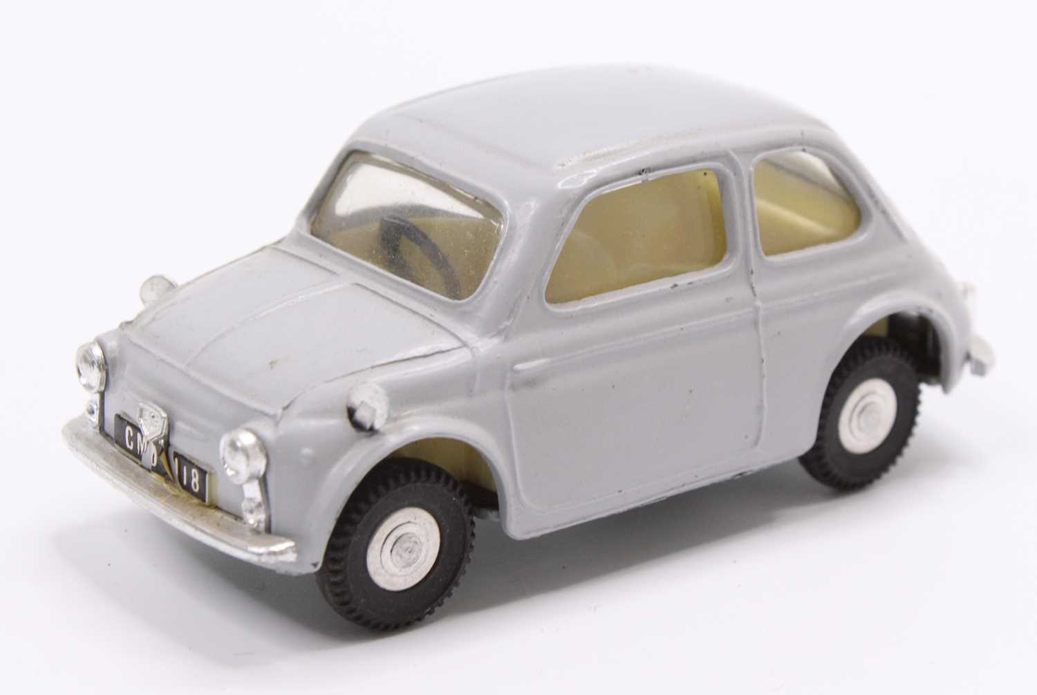 A Spot-On Models No. 185 Fiat 500 comprising grey body with yellow interior and spun hubs, missing - Image 3 of 5