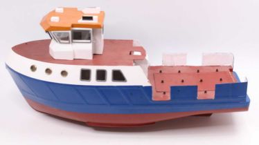 A part finished kit built model of a Supply Boat, in need of restoration, length 69cm