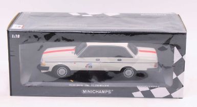 Minichamps 1/18th scale model of a Belgium Police Volvo 240 GL 1986 Car, housed in the original