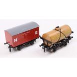 Seven ACE Trains items: NE Gunpowder van, red with white letters (NM); National Benzole Mixture tank