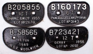 4 x BR D type wagon plates repaints from various works, comprising of 58565, 205855, 723421 and