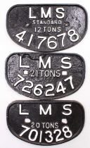 3 x LMS D type wagon plates repaints, comprising of 417678, 701328 and 726247. All in very good