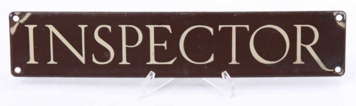 A BR Western Region Inspector enamel sign, four fixing holes and measures 12 inches by 2.5, very