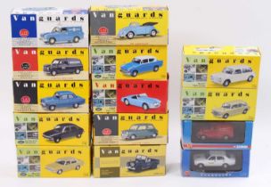 12 various Lledo Vanguards 1/43rd scale diecasts, with examples including an Austin 7 Mini, a VW