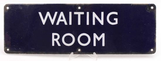 A BR eastern region blue "Waiting Room" enamel sign with "For Hillington " written on the reverse, 6