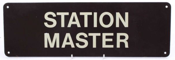 A BR western region reproduction enamel sign "Station Master" in brown. measures 18 inches by 6, 4