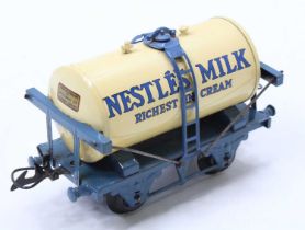 1936-9 Hornby ‘Nestle’s’ milk tank wagon. Appears to be a total repaint to a very high standard.